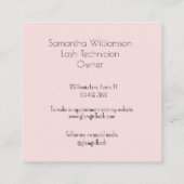 Elegant Blush Pink Black Script 3 Photo Lashes Quadratische Visitenkarte (Rückseite)