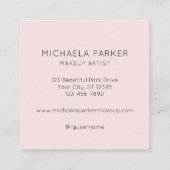 Elegant Blush Pink Black Script 3 Photo Makeup  Quadratische Visitenkarte (Rückseite)