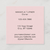 Elegant Blush Pink Black Script 3 Photo Makeup Quadratische Visitenkarte (Rückseite)