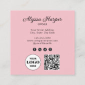 Elegant Blush Pink Black Script 3 Photo Makeup Quadratische Visitenkarte (Rückseite)