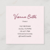 Elegant Blush Pink Black Script 3 Photo Makeup Quadratische Visitenkarte (Rückseite)