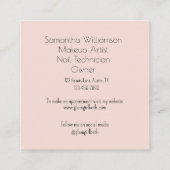Elegant Blush Pink Black Script 3 Photo Makeup  Quadratische Visitenkarte (Rückseite)