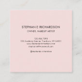 Elegant Blush Pink Black Script 3 Photo Makeup Quadratische Visitenkarte (Rückseite)
