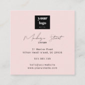 Elegant Blush Pink Black Script 3 Photo Makeup Quadratische Visitenkarte (Rückseite)