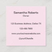 Elegant Blush Pink Black Script 3 Photo Makeup Quadratische Visitenkarte (Rückseite)