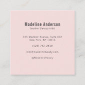 Elegant Blush Pink Black Script 3 Photo Makeup Quadratische Visitenkarte (Rückseite)
