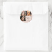 Elegant Blush Pink Black Script 3 Photo Makeup Runder Aufkleber (Tasche)