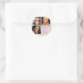 Elegant Blush Pink Black Script 3 Photo Makeup  Runder Aufkleber (Tasche)