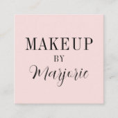 Elegant Blush Pink Black Script QR Code Makeup Quadratische Visitenkarte (Vorderseite)