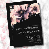 Elegant Blush Pink Black Wedding Floral Einladung
