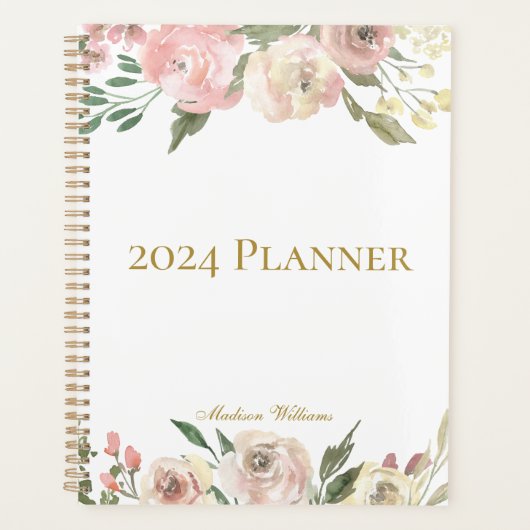 Elegant Blush Pink Bläserpeony Personalisiert 2023 Planer (Vorderseite)
