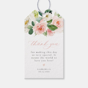 Elegant Blush Pink Blumengrün Danke für Ihre Unter Geschenkanhänger