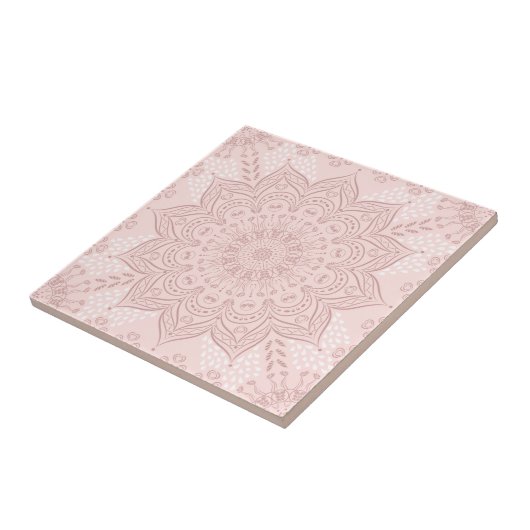 Elegant Blush Pink Boho Mandala Fliese (Seite)