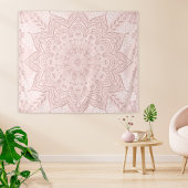 Elegant Blush Pink Boho Mandala Girly Wandteppich