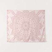 Elegant Blush Pink Boho Mandala Girly Wandteppich (Vorderseite (Horizontal))
