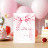 Elegant Blush Pink Bow 21th Birthday Einladung