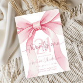 Elegant Blush Pink Bow 21th Birthday Einladung