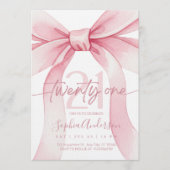 Elegant Blush Pink Bow 21th Birthday Einladung (Vorderseite)