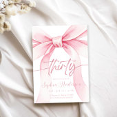 Elegant Blush Pink Bow 30th Birthday Einladung