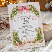 Elegant Blush Pink Bow Christmas Girls Night Einladung