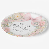 Elegant Blush Pink Bow Floral Baby Shower Pappteller (Schrägansicht)