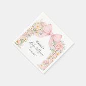 Elegant Blush Pink Bow Floral Baby Shower Serviette (Ecke)