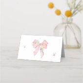 Elegant Blush Pink Bow Floral  Place Card Platzkarte (Rückseite)
