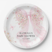 Elegant Blush Pink Bow Wildflower Baby Shower Pappteller (Vorderseite)