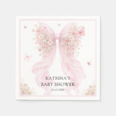 Elegant Blush Pink Bow Wildflower Baby Shower Serviette (Vorderseite)