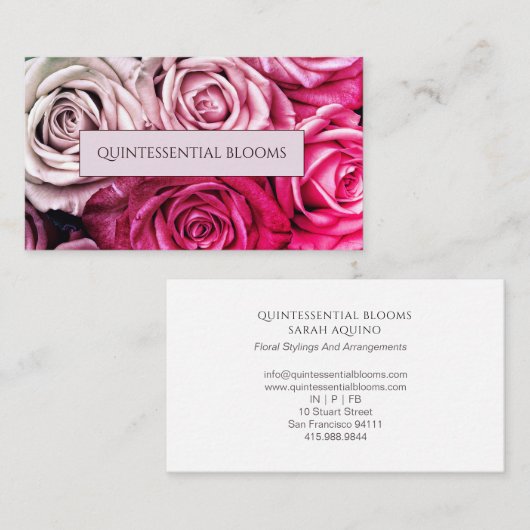 Elegant Blush Pink Business Card Visitenkarte (Vorne/Hinten)