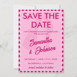 Elegant Blush Pink Chevron Stripe QR Code Save The Date