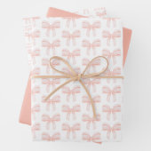 Elegant Blush Pink Coquette Bow Birthday Geschenkpapier Set (Beispiel)