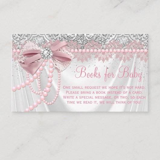 Elegant Blush Pink Diamond Pearl Book Request Begleitkarte