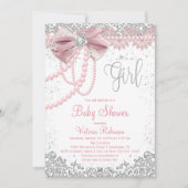 Elegant Blush Pink Diamond Pearl Girly Baby Shower Einladung (Vorderseite)