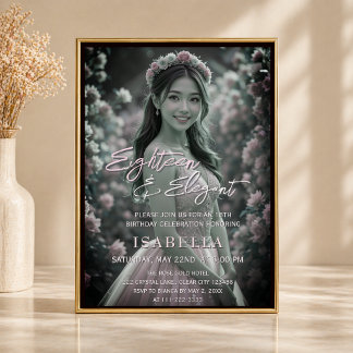 Elegant Blush Pink Eighteen Photo Einladung