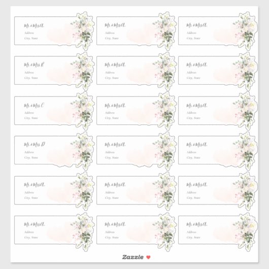 Elegant Blush Pink Eucalyptus Guest Address Labels (Blatt)