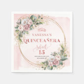 Elegant Blush Pink Eucalyptus Quince Napkins Serviette (Vorderseite)