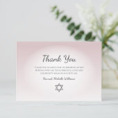 Elegant Blush Pink Feminine Simple Bat Mitzvah Dankeskarte (Stehend Vorderseite)