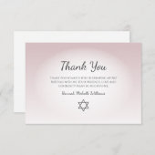 Elegant Blush Pink Feminine Simple Bat Mitzvah Dankeskarte (Vorne/Hinten)