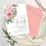 Elegant Blush Pink Floral 30. Geburtstagsparty Einladung<br><div class="desc">Das elegante Rosa Florals Thirtieth Birthday Einladung, eine trendige künstlerische Blumenillustrierung, die Ihre Gäste zum 30. Geburtstag einlädt, mit Blume und Blätter in die Top links Ecke. Ein elegantes Set-Skript für den Anlass und leicht personalisieren Sie die Erholung des Textes auf Ihre eigenen Bedürfnisse. Auf der anderen Seite befindet sich...</div>