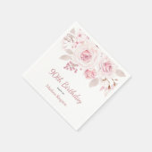 Elegant Blush Pink Floral 90. Geburtstagsparty Serviette (Ecke)