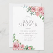 Elegant Blush Pink Floral Baby Shower Invitation Einladung (Vorderseite)
