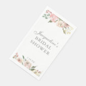 Elegant Blush Pink Floral Custom Bridal Shower Serviette (Ecke)