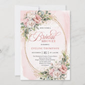 Elegant Blush Pink Floral Eucalyptus Bridal Shower Einladung (Vorderseite)