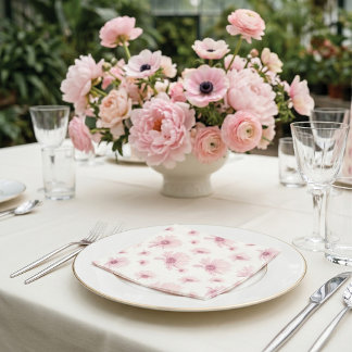 Elegant Blush Pink Floral Fine Art Wedding Serviette