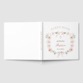 Elegant Blush Pink Floral Frame Baptism Gästebuch (Voll)