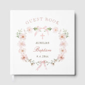Elegant Blush Pink Floral Frame Baptism Gästebuch (Vorderseite)