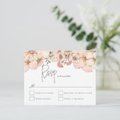 Elegant Blush Pink Floral Gray Script Wedding RSVP Postkarte (Stehend Vorderseite)
