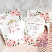 Elegant Blush Pink Floral mexikanische Quinceañera Einladung