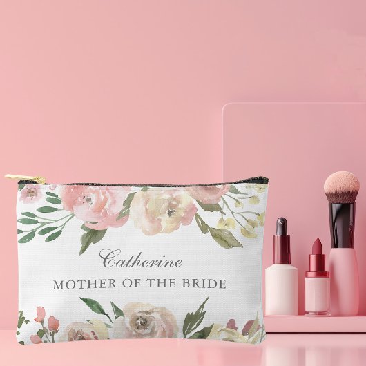Elegant Blush Pink Floral Mutter der Braut Zubehörtasche